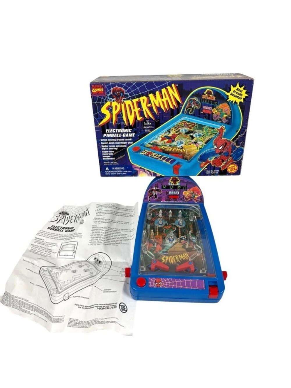 Spider-Man Electronic Pinball Game Toy Biz 1995 Complete #61405 Tested & Works